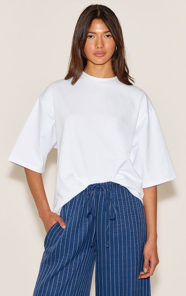 White Oversized Boxy T Shirt