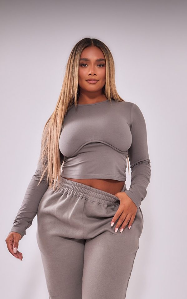 Shape Charcoal Underbust Long Sleeve Top