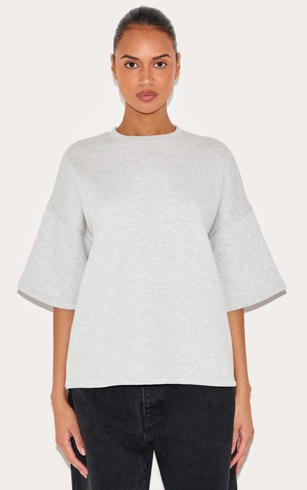 Ash Grey Premium Oversized Boxy Short Sleeved Sweatshirt