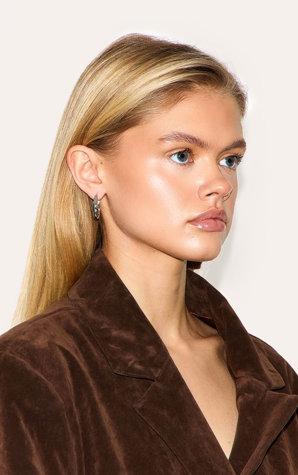 Silver Molten Wave Hoop Earrings