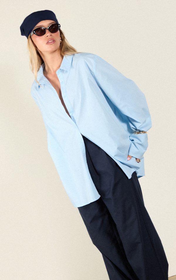 Light Blue Oversized Cuff Shirt