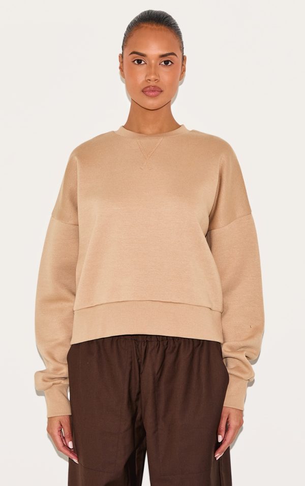 Sand Boxy Basic Sweatshirt