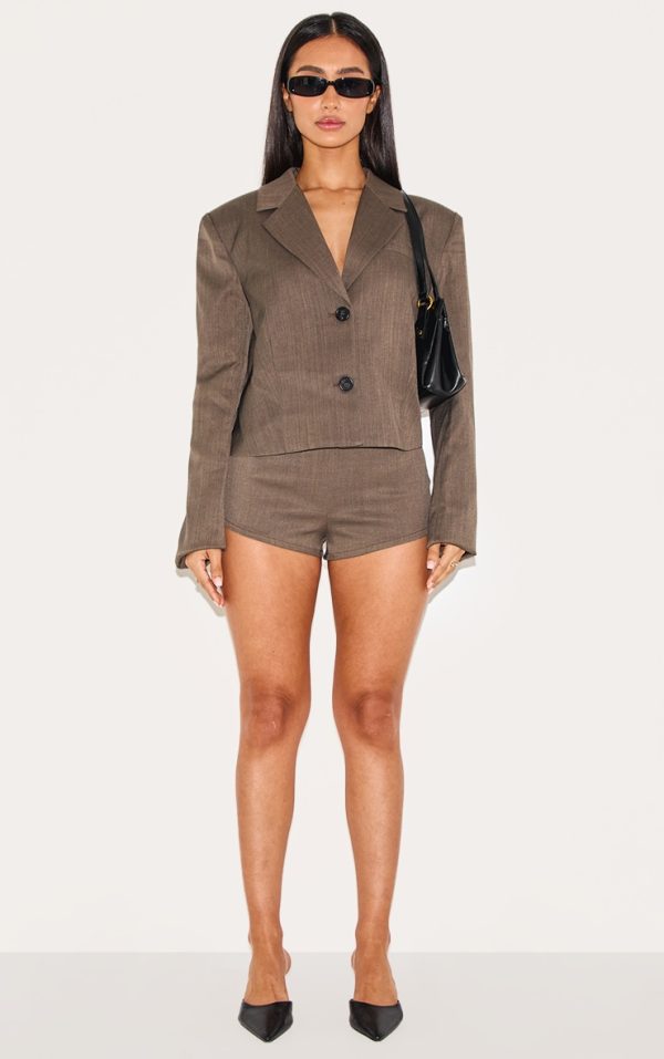 Petite Dark Khaki Tailored Hot Pants