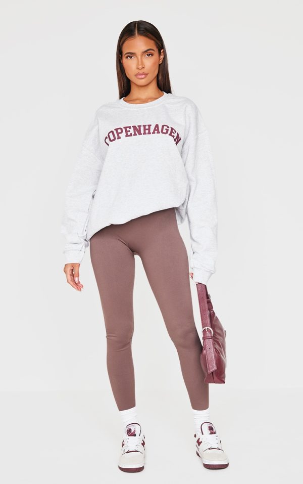 Ash Grey Printed Oversized Copenhagen Sweatshirt