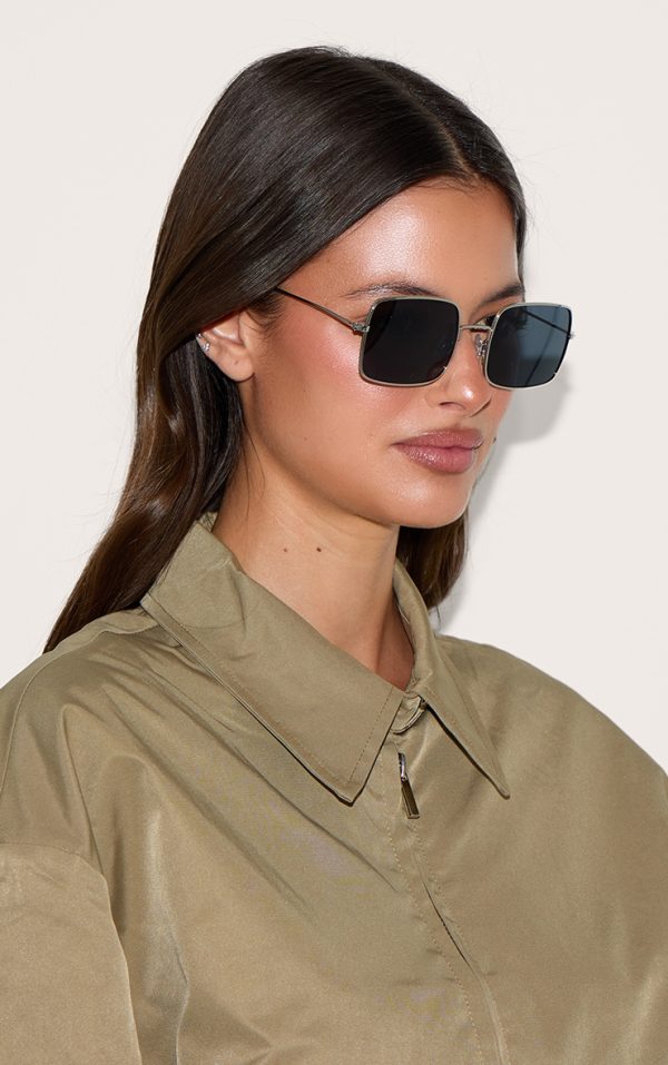 Silver Metal Frame Square Sunglasses