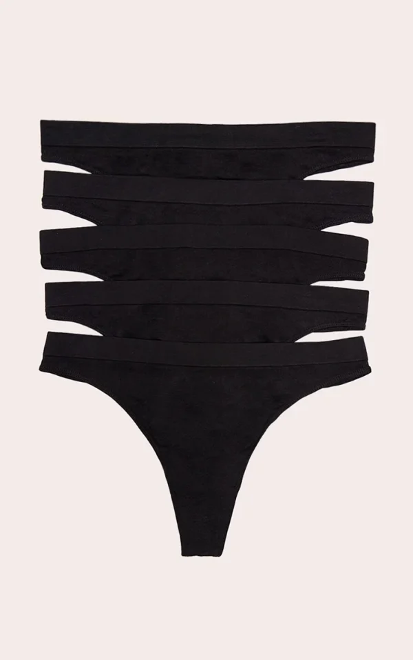 Black Pack of 5 Seamless Thongs