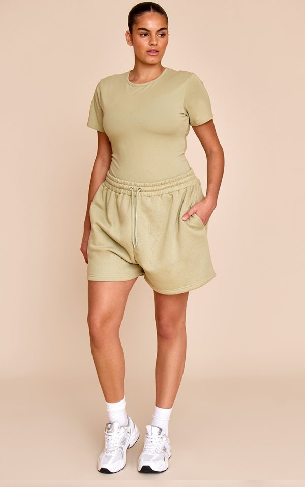 Plus Sage Green Sweat Shorts
