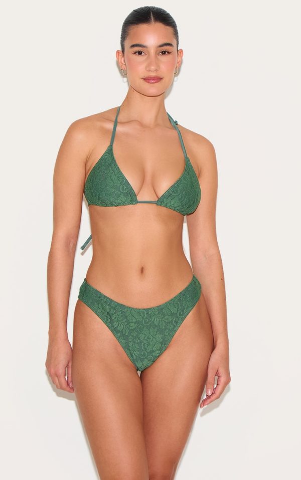 Khaki Lace Tanga Bikini Bottoms