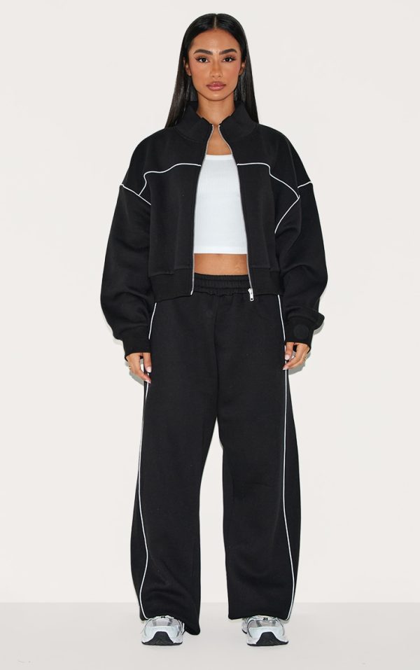 Petite Black Piping Detail Sweatpants