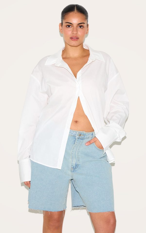 Plus Light Blue Wash Boyfriend Denim Short