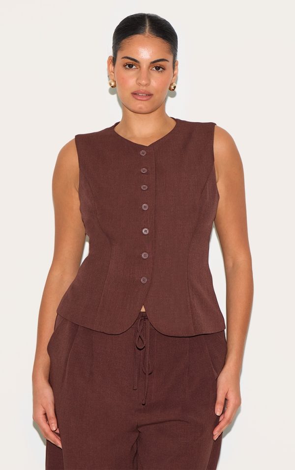 Plus Wine Tailored Woven Vest