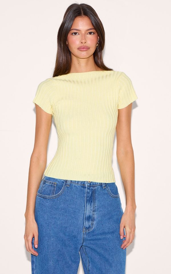 Butter Cream Rib Knit Backless Top