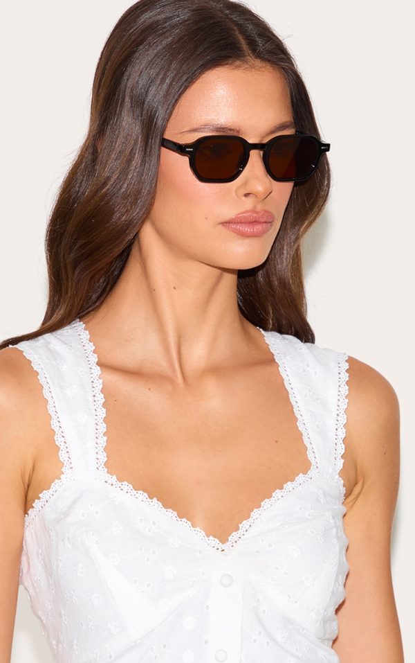 Black Square Brown Lens Sunglasses