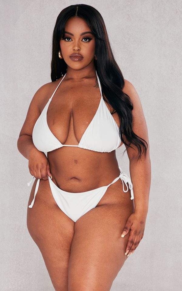 Plus White Mix & Match Triangle Halter Bikini Top
