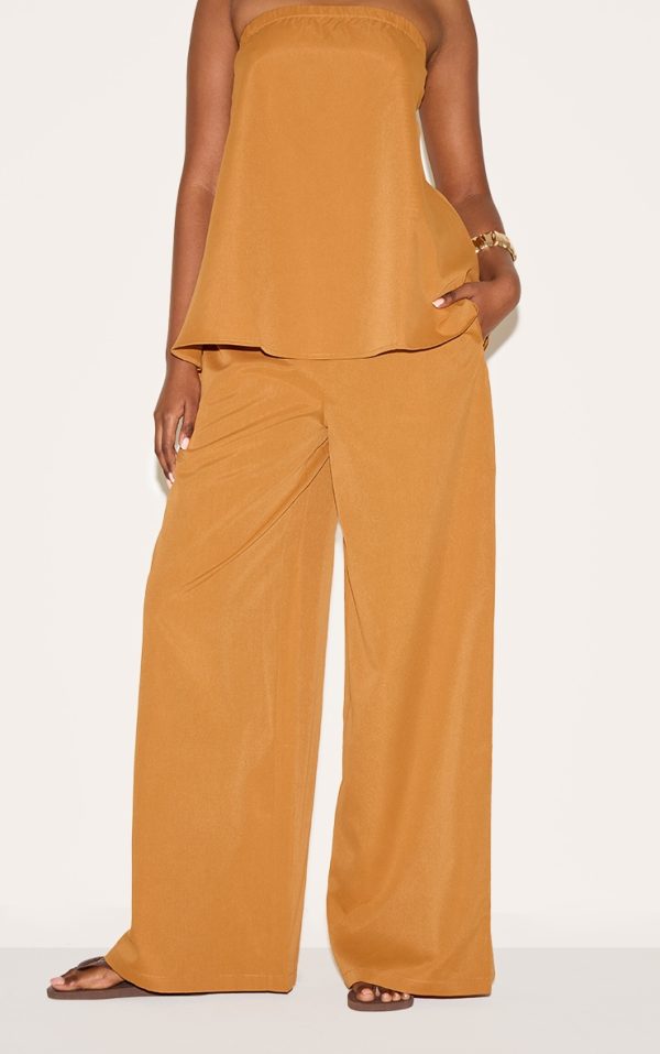 Deep Mustard Woven Mid Rise Wide Leg Pants