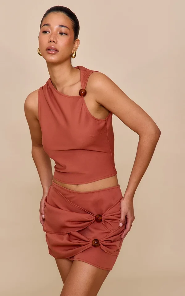 Rust Bead Detail Asymmetric Top