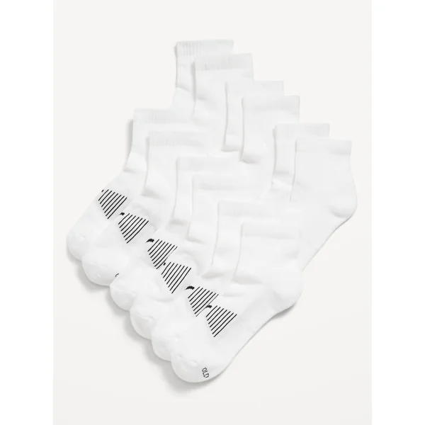 6-Pack Athletic Quarter Crew Socks for Men - White Combo