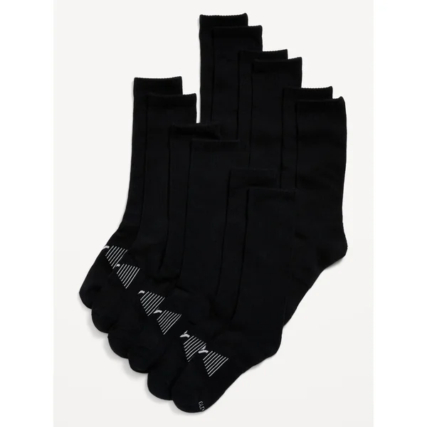 6-Pack Athletic Tube Socks for Men - Black Jack