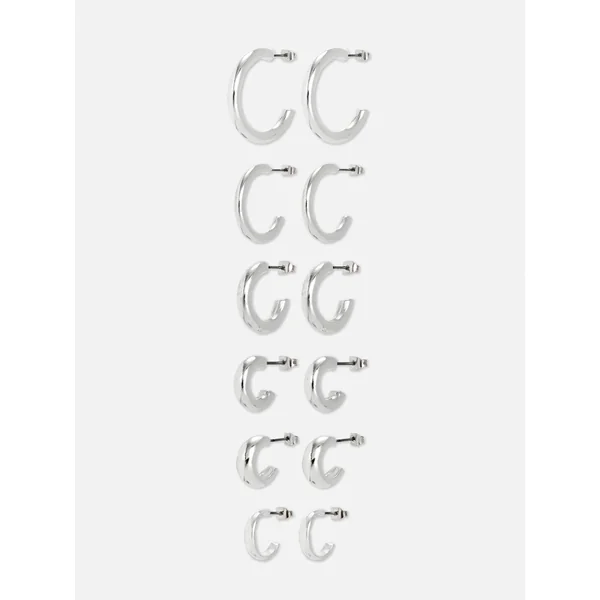 6-Pack Chunky Hoop Earrings - White