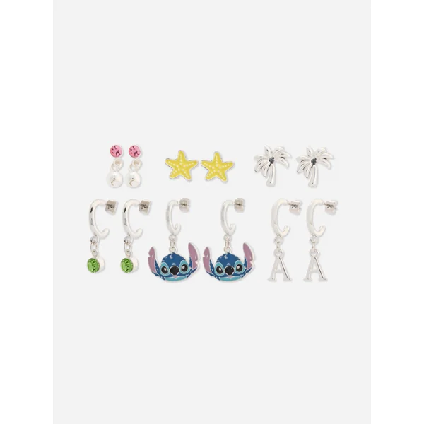 6-Pack Disney's Stitch Stud and Hoop Earrings Set - Blue