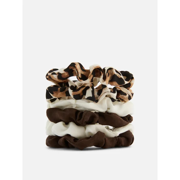 6-Pack Hair Scrunchies - Brown