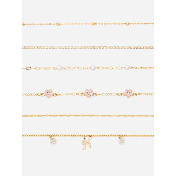 6-Pack Initial Bracelets - Yellow