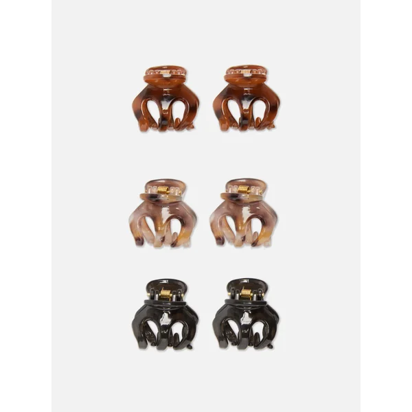 6-Pack Mini Bulldog Hair Clips - Multi
