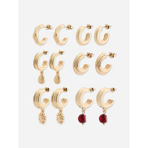 6-Pack Multi Hoop Earrings - Yellow