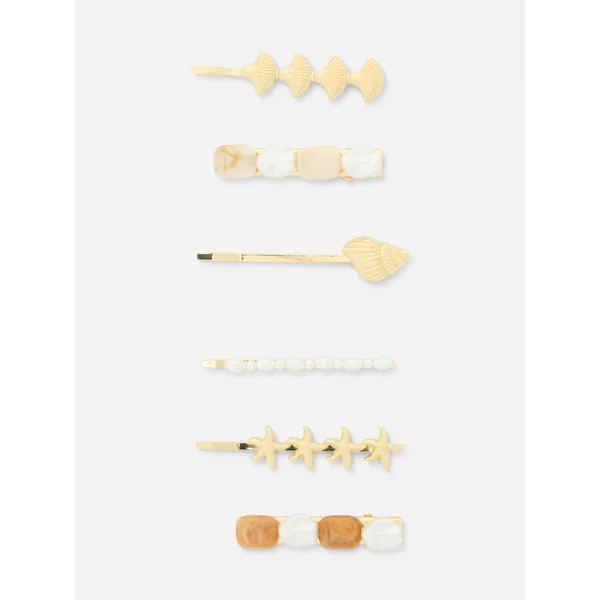 6-Pack Seashell Hair Clips - Yellow