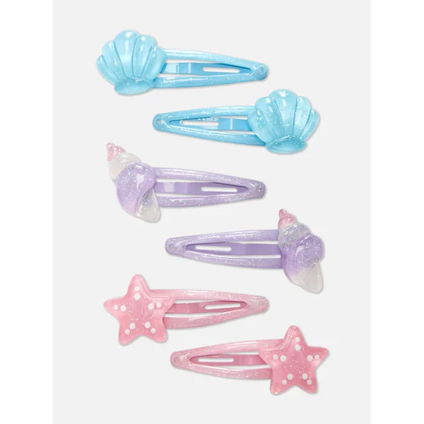 6-Pack Seashell Snap Hair Clips - Multi