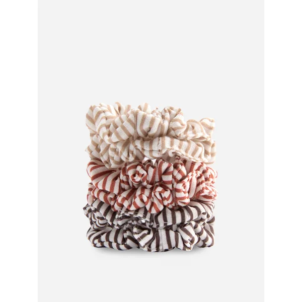 6-Pack Striped Hair Scrunchies - Natural