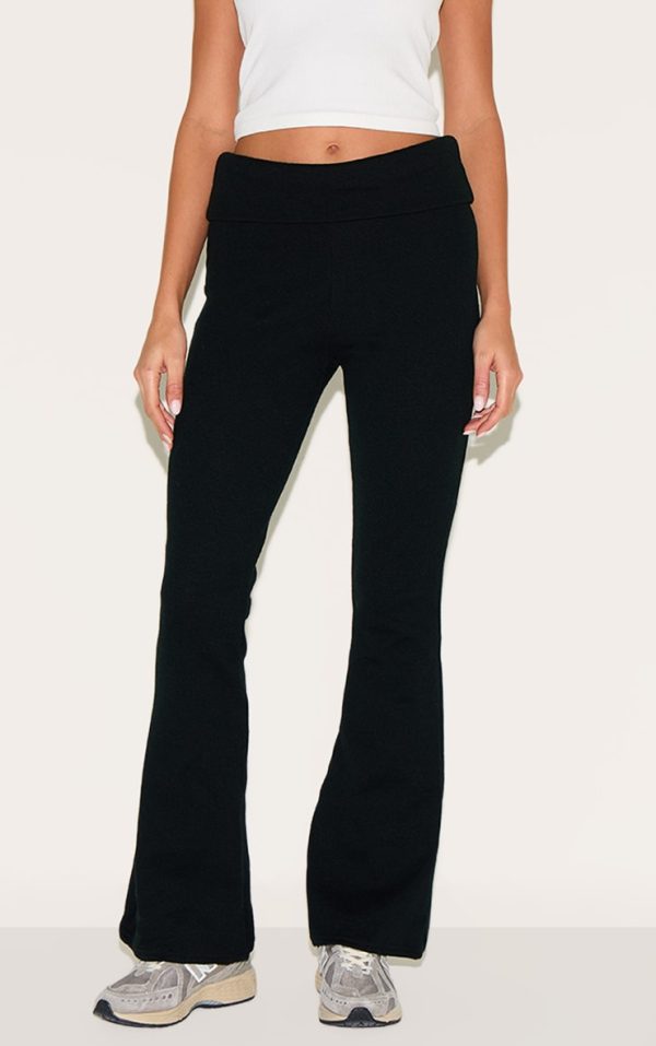 Black Wide Rib Fold Over Flares