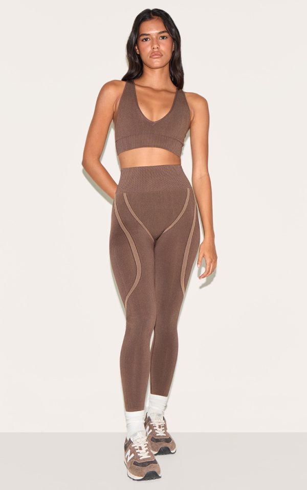 Chocolate Ribbed Seamless High Waisted Leggings