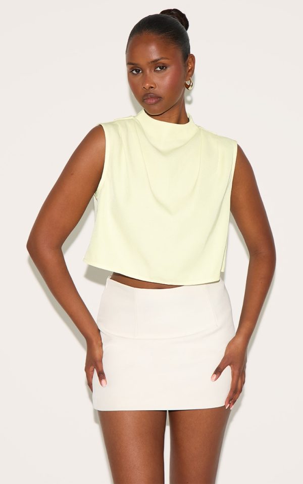 Lemon Woven Pleated Boxy Top