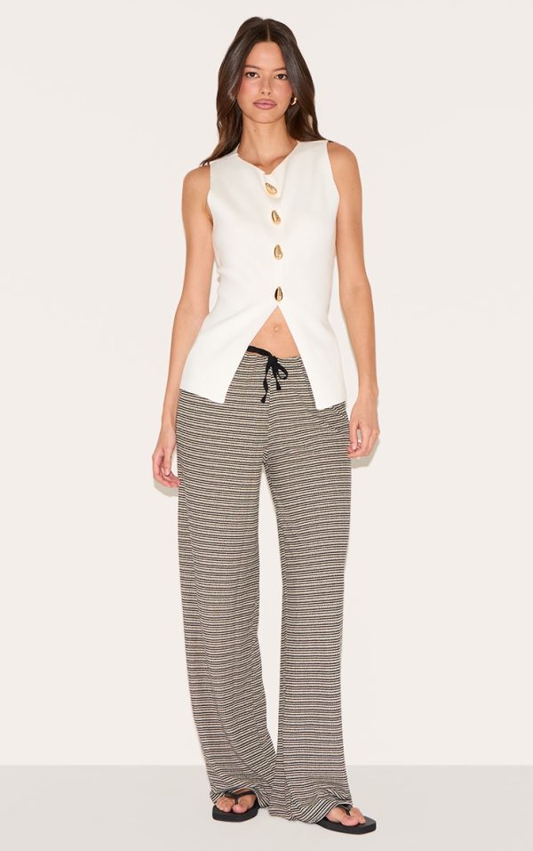 Stone Striped Contrast Drawstring Slouchy Pants