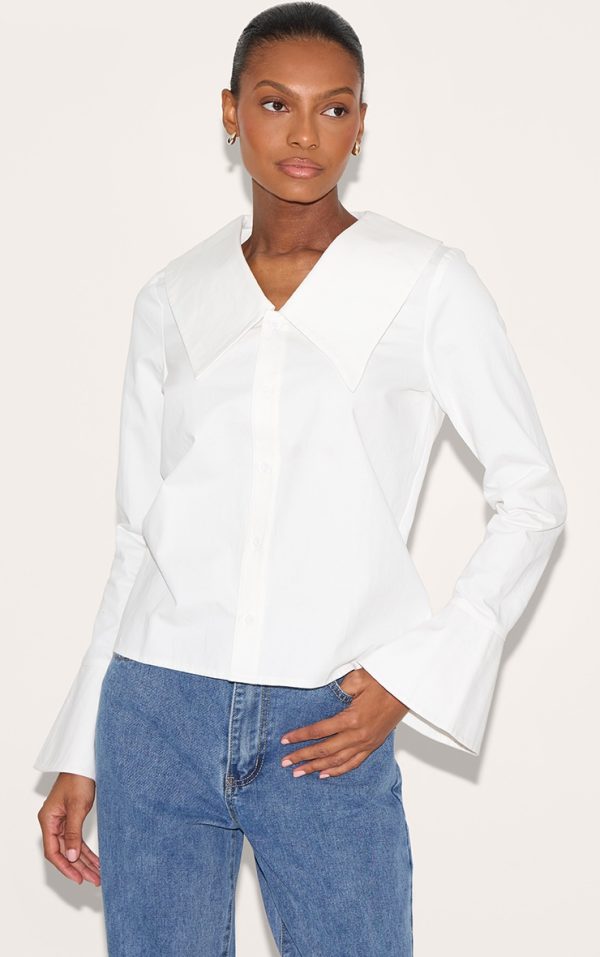 White Large Collar Shirt
