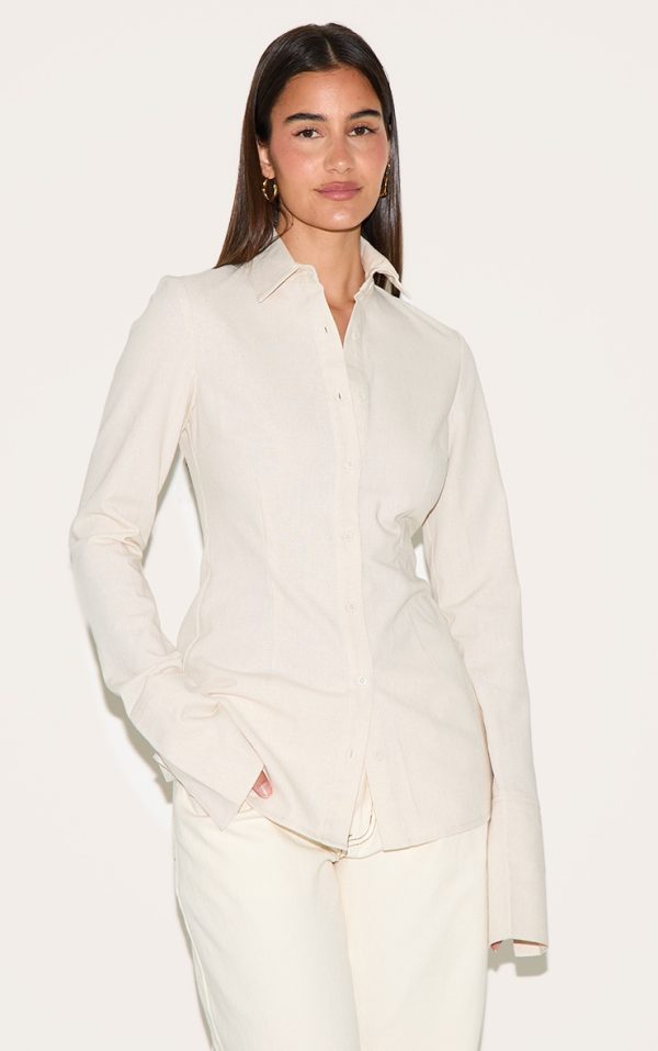 Ecru Lightweight Woven Fitted Shirt