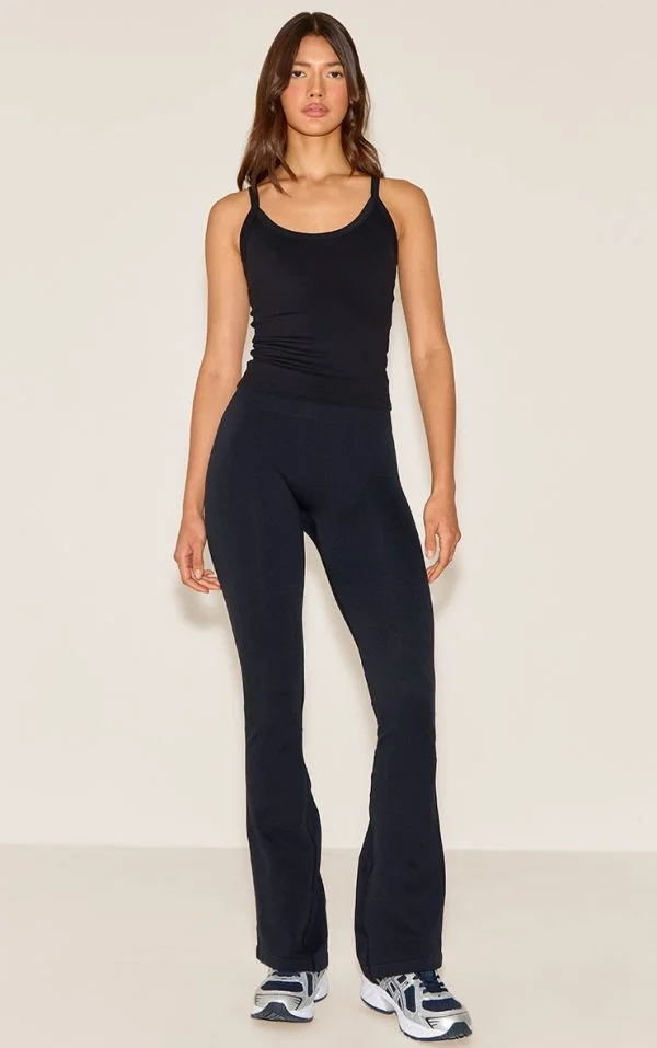 Black Seamless High Waist Flare Yoga Pant