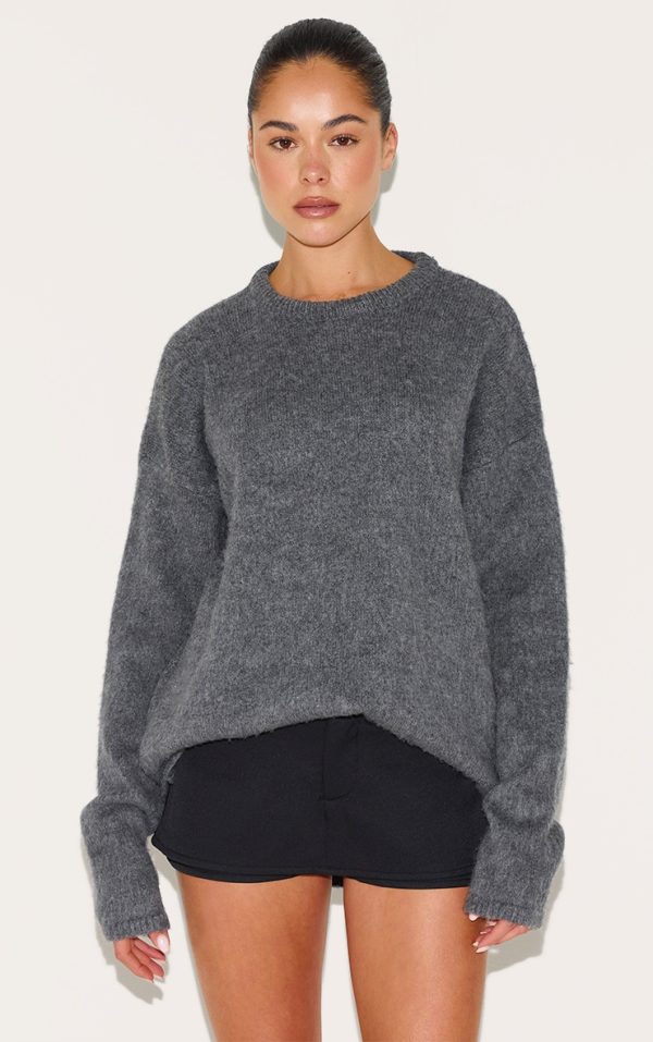Grey Marl Soft Knit Oversized Sweater