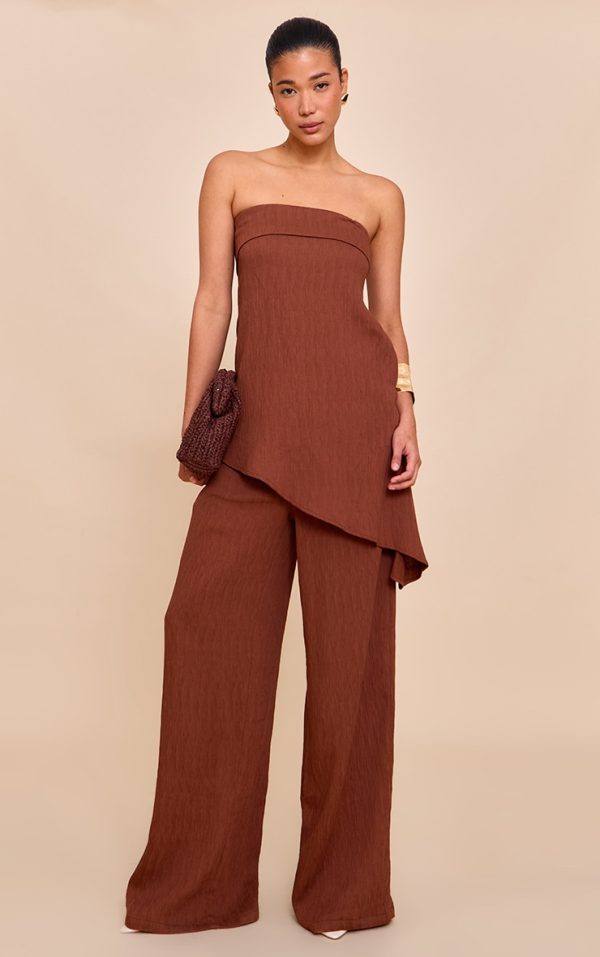 Chocolate Textured Wide Leg Pant
