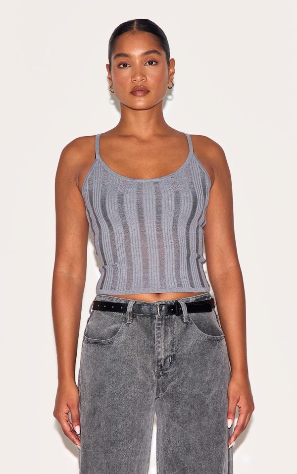 Charcoal Ladder Knit Cami Top