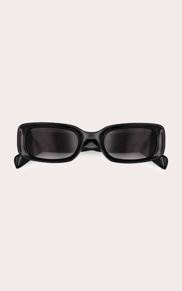 Black Rectangular Slim Frame Sunglasses