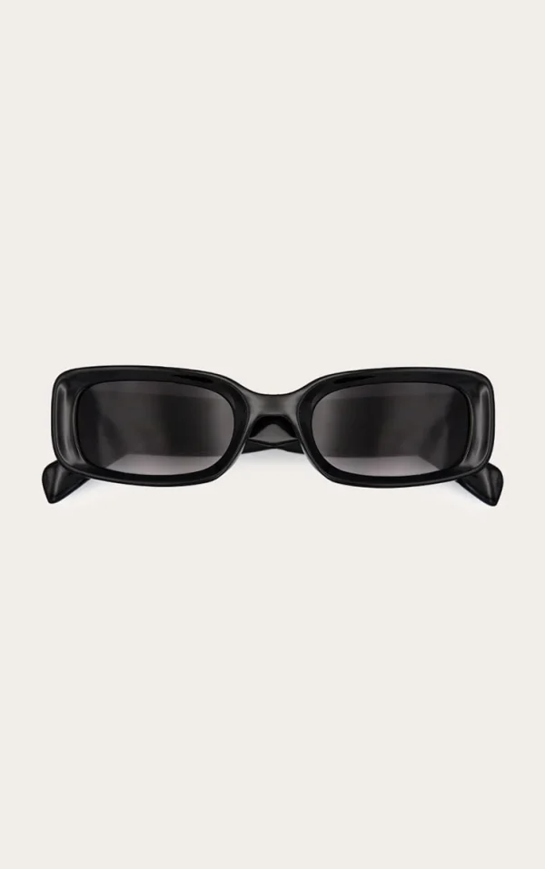 Black Rectangular Slim Frame Sunglasses