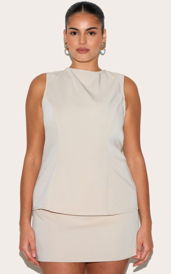 Plus Sand Woven Mid Rise Mini Skirt