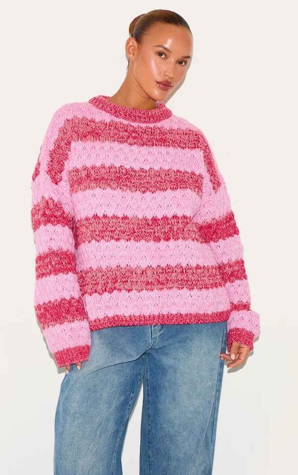 Plus Multi Bobble Knit Chunky Sweater