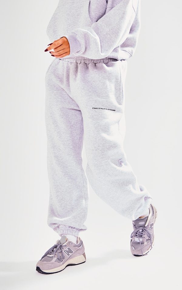 PRETTYLITTLETHING Petite Ash Grey Branded Sweatpants
