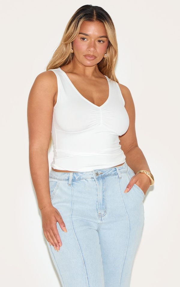 Shape White Sculpt Ruched Bust Sleevless Top