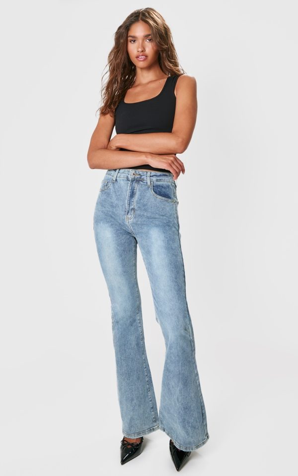 Vintage Wash Seam Back Split Hem Wide Leg Flares