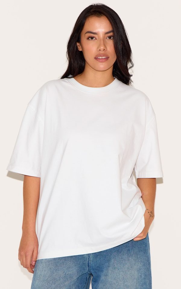 Plus White Premium Cotton Oversized T-shirt