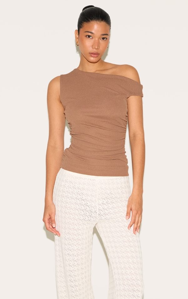 Mushroom Double Layer Onion Skin Ruched Sleeveless Top
